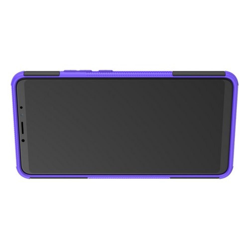 Двухкомпонентный Противоскользящий Гибридный Противоударный Чехол для Xiaomi Mi Max 3 с Подставкой Фиолетовый