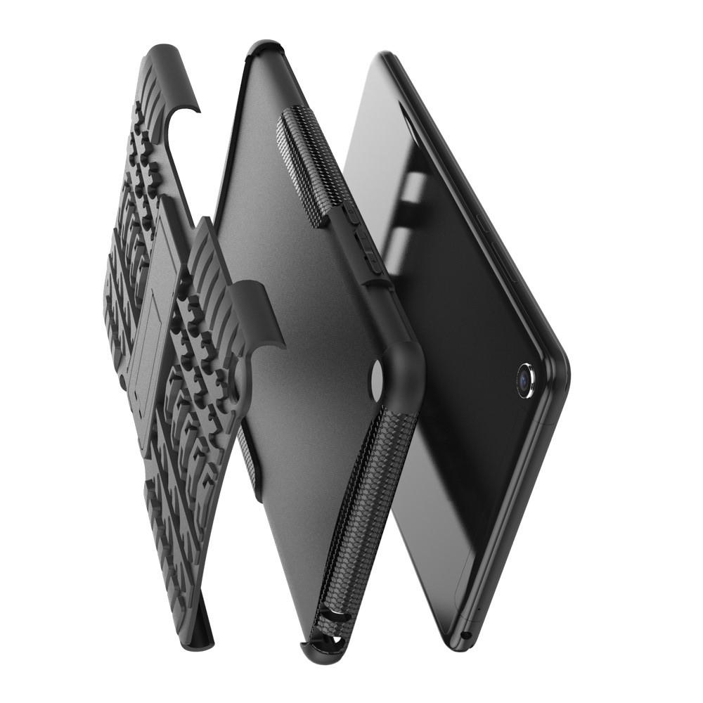 Двухкомпонентный Противоскользящий Гибридный Противоударный Чехол для Xiaomi Mi Pad 4 с Подставкой Черный