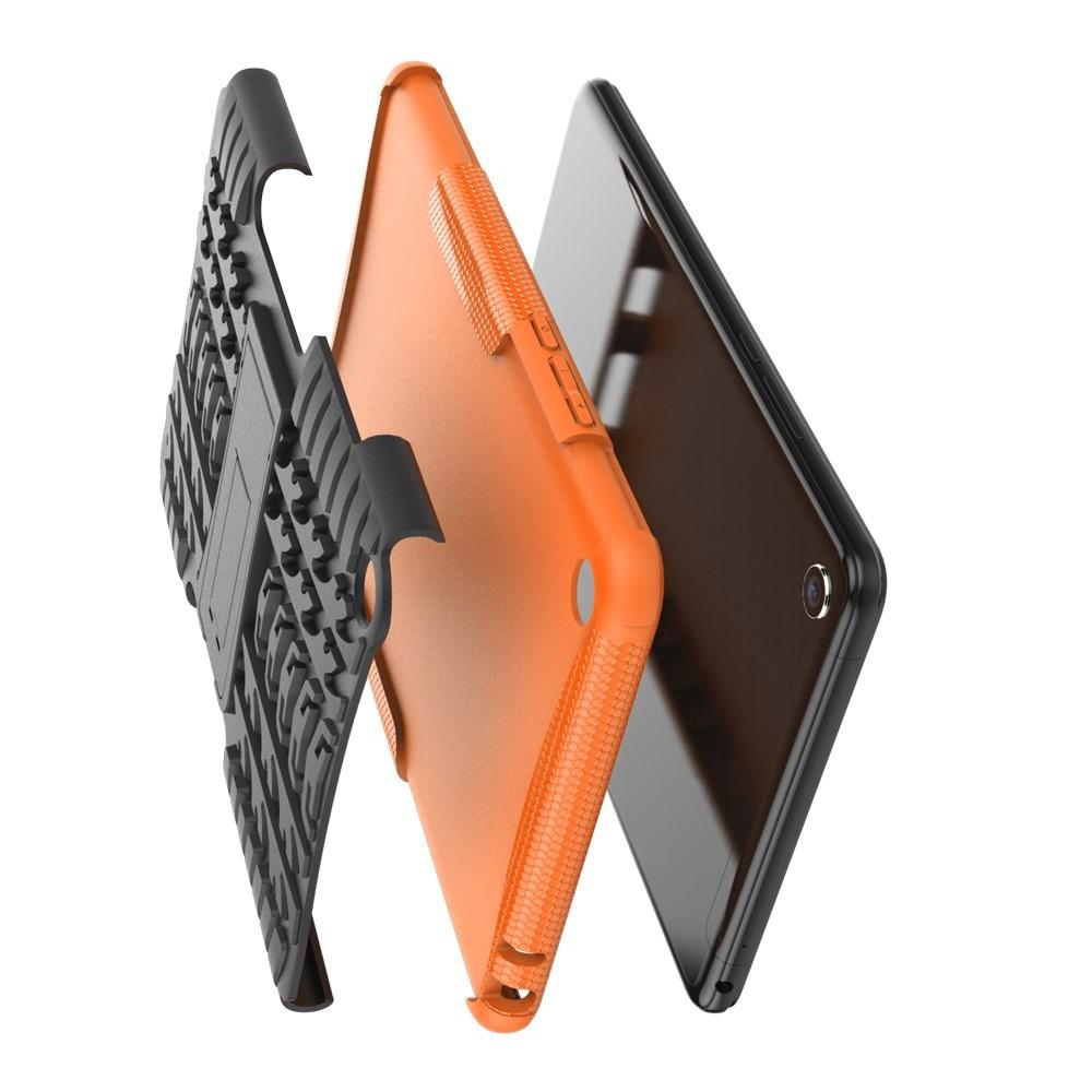 Двухкомпонентный Противоскользящий Гибридный Противоударный Чехол для Xiaomi Mi Pad 4 с Подставкой Оранжевый