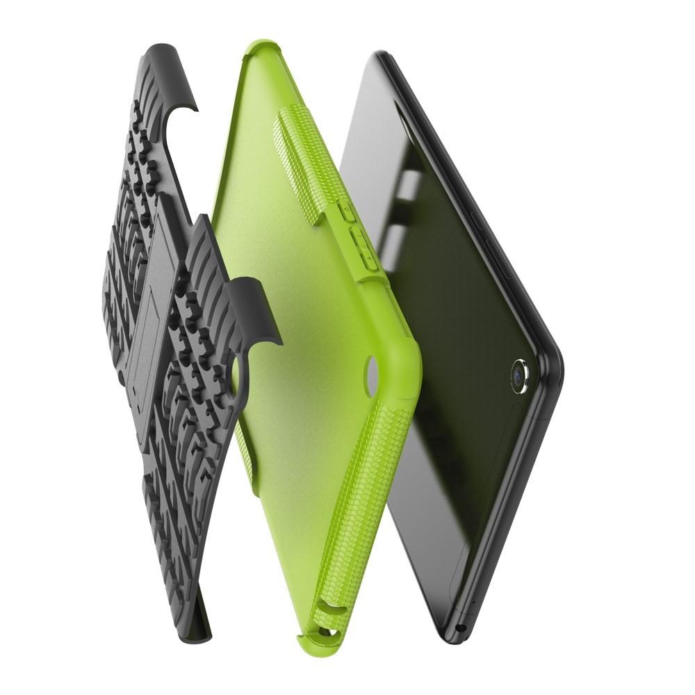 Двухкомпонентный Противоскользящий Гибридный Противоударный Чехол для Xiaomi Mi Pad 4 с Подставкой Зеленый