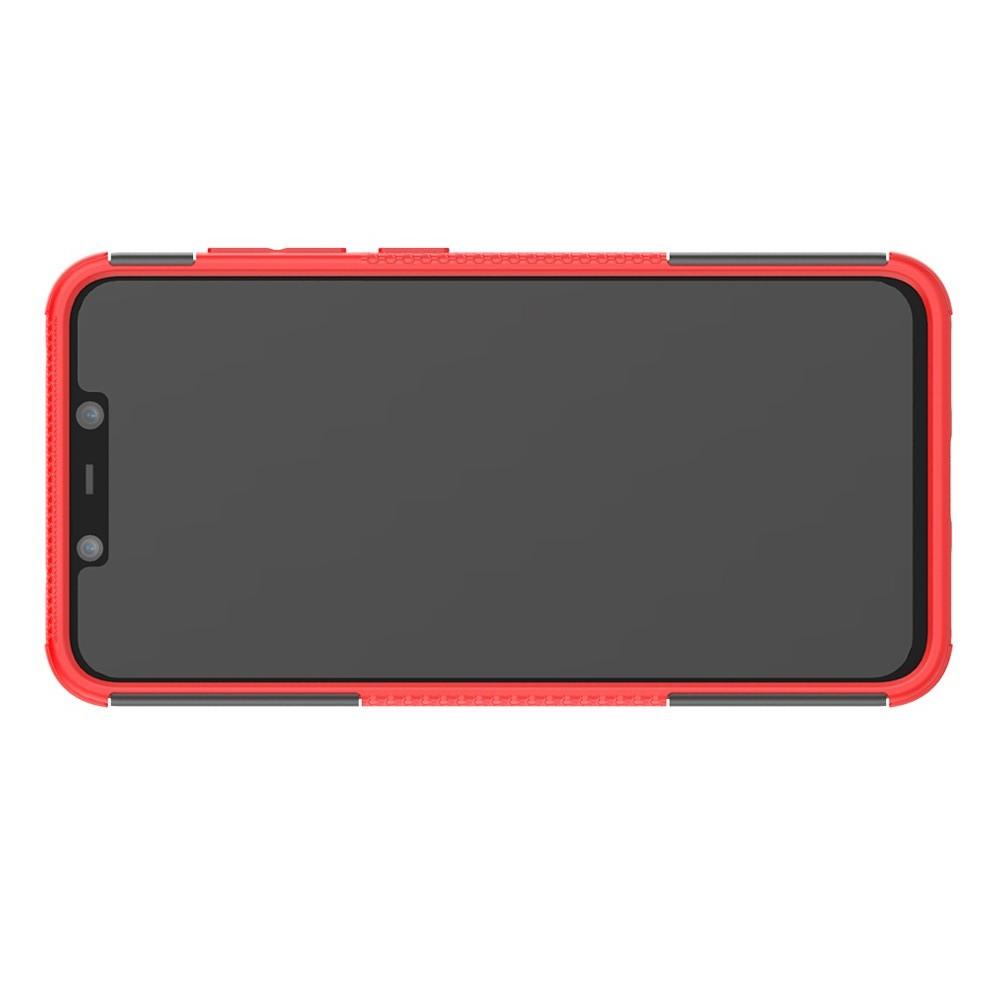 Двухкомпонентный Противоскользящий Гибридный Противоударный Чехол для Xiaomi Pocophone F1 с Подставкой Красный