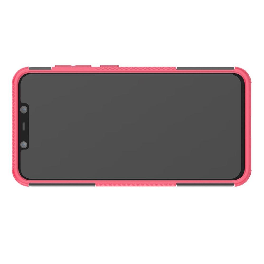 Двухкомпонентный Противоскользящий Гибридный Противоударный Чехол для Xiaomi Pocophone F1 с Подставкой Розовый