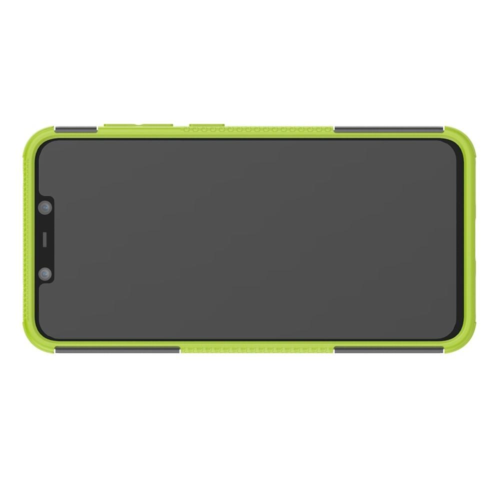 Двухкомпонентный Противоскользящий Гибридный Противоударный Чехол для Xiaomi Pocophone F1 с Подставкой Зеленый