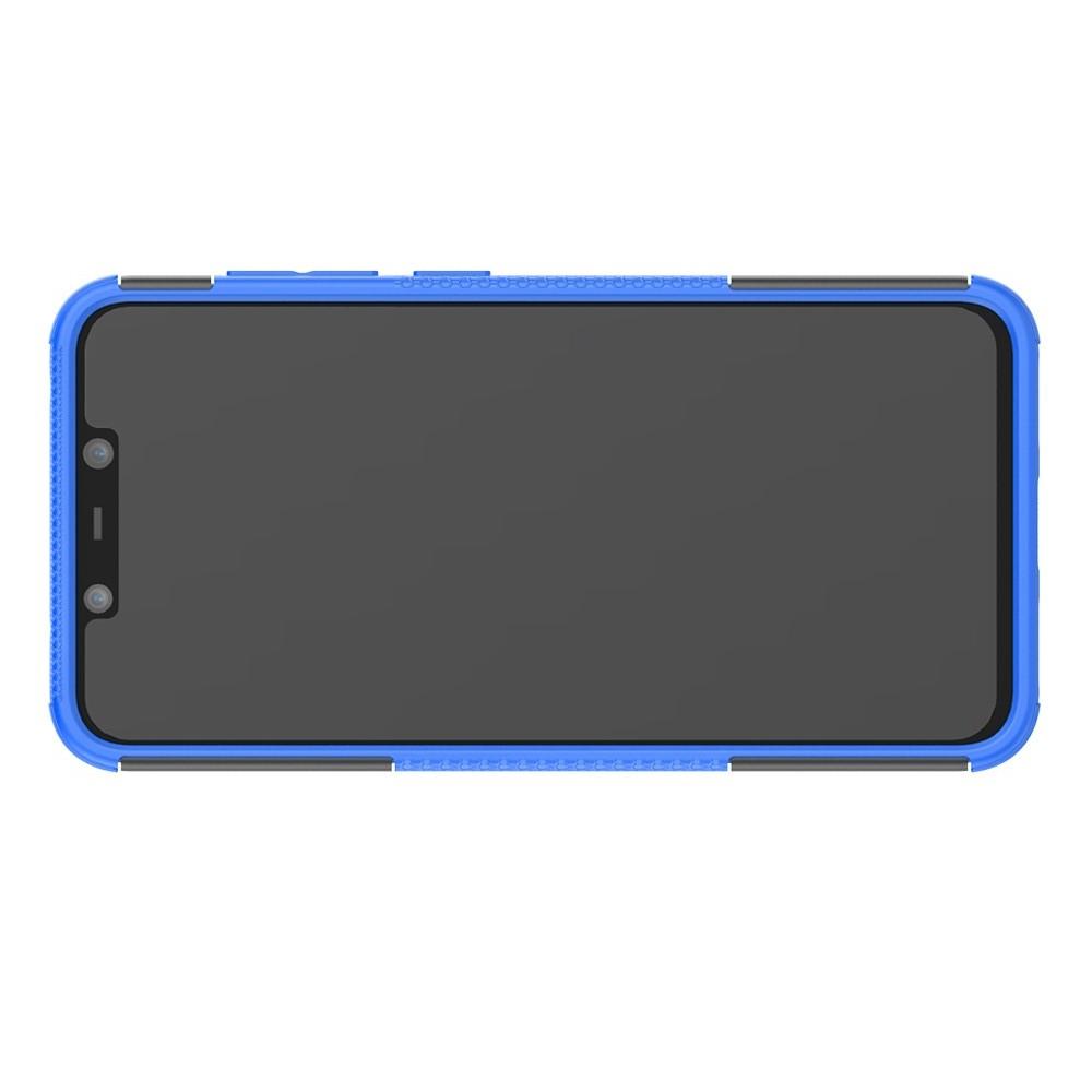 Двухкомпонентный Противоскользящий Гибридный Противоударный Чехол для Xiaomi Pocophone F1 с Подставкой Синий