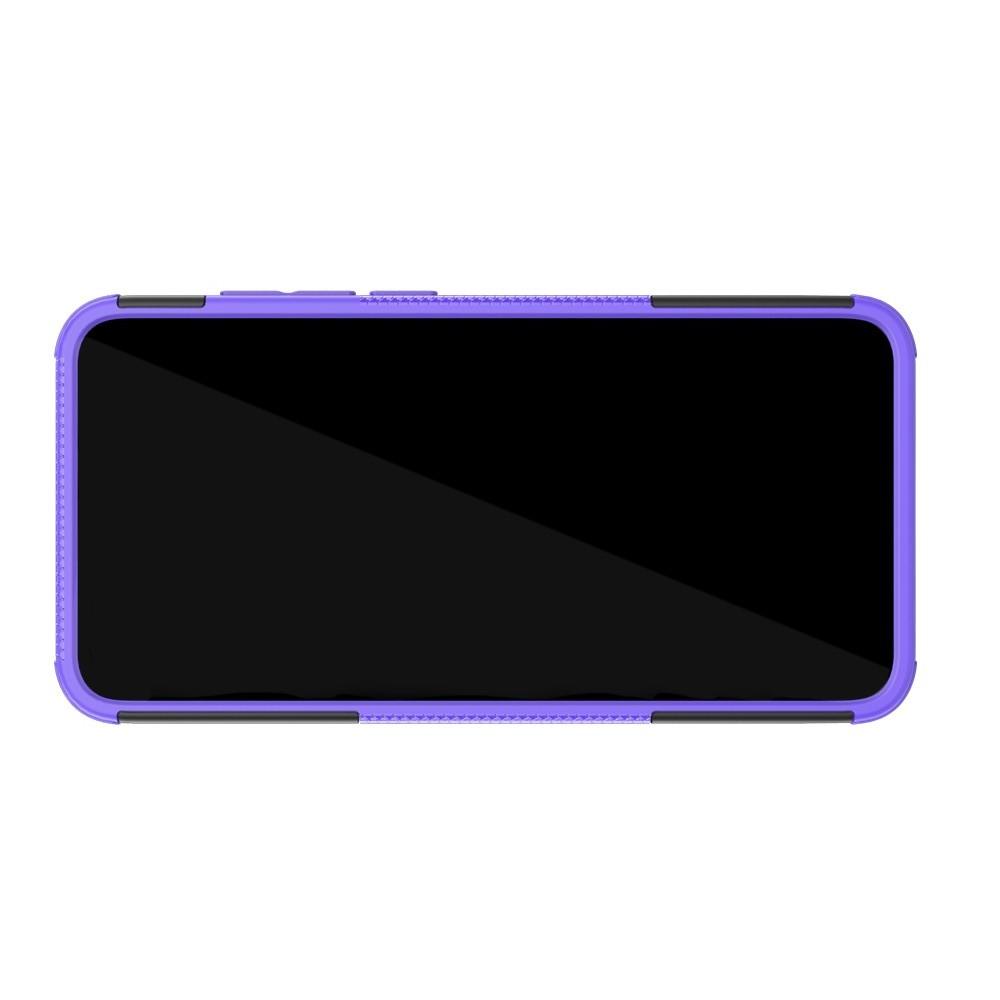 Двухкомпонентный Противоскользящий Гибридный Противоударный Чехол для Xiaomi Redmi 7A с Подставкой Фиолетовый