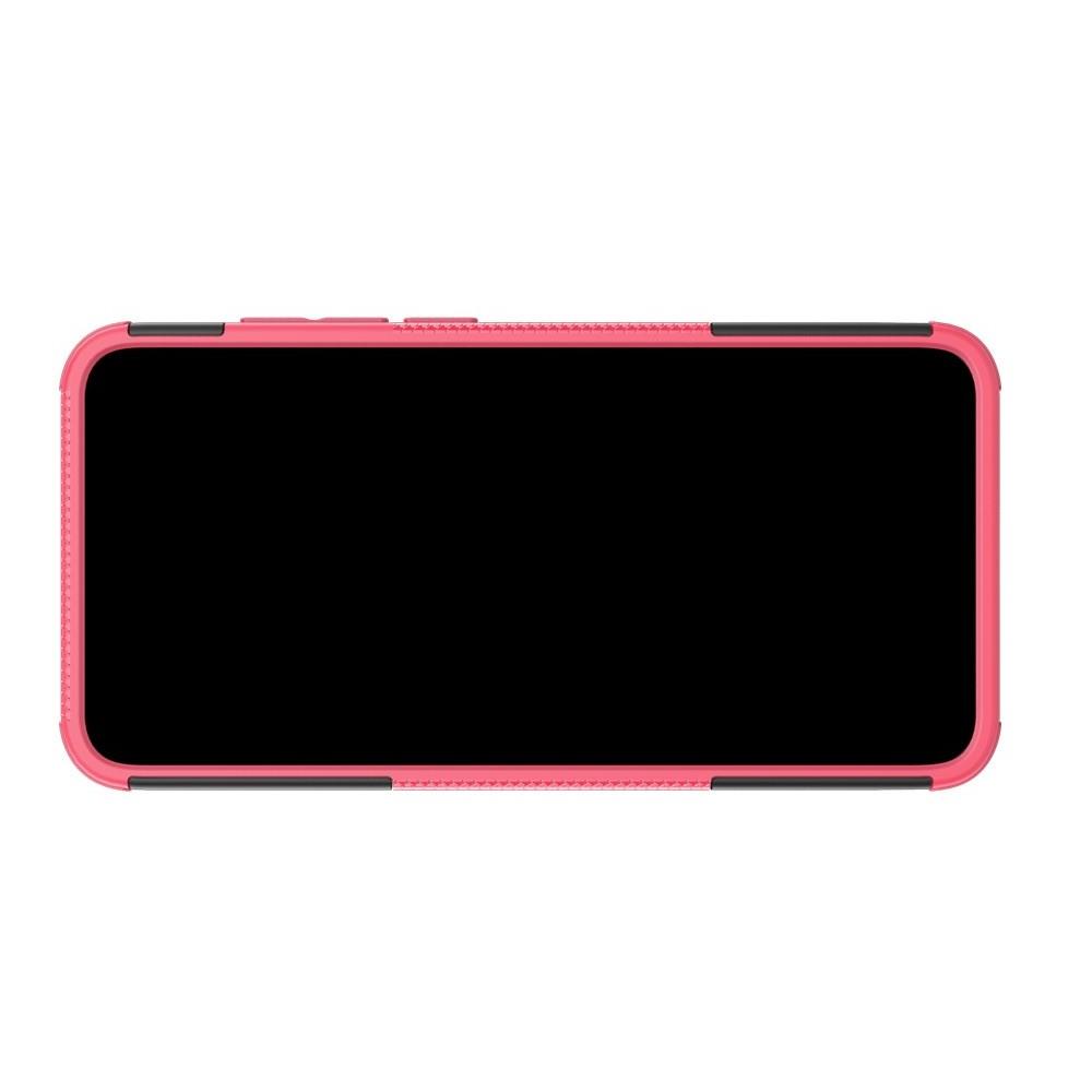 Двухкомпонентный Противоскользящий Гибридный Противоударный Чехол для Xiaomi Redmi 7A с Подставкой Розовый