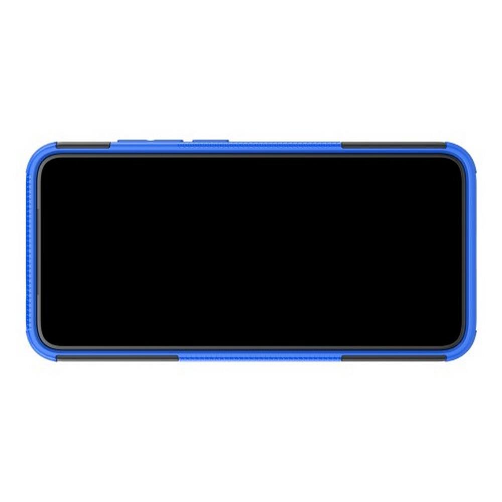 Двухкомпонентный Противоскользящий Гибридный Противоударный Чехол для Xiaomi Redmi Note 7 / Note 7 Pro с Подставкой Синий