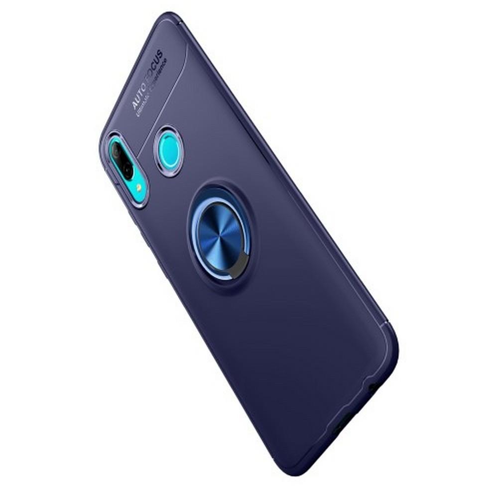 Силиконовый Чехол для Магнитного Держателя с Кольцом для Пальца Подставкой для Huawei P Smart 2019 Синий
