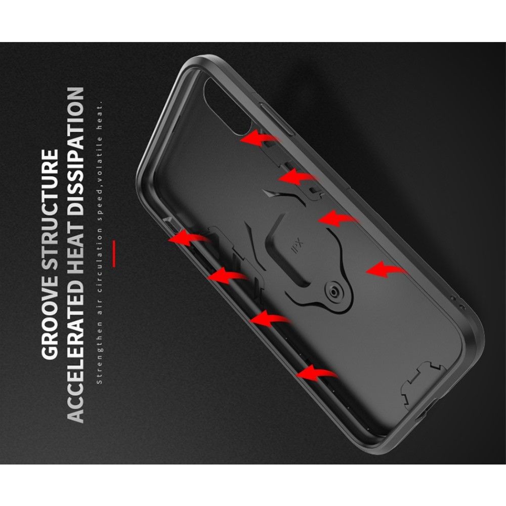Двухслойный гибридный противоударный чехол с кольцом для пальца подставкой для iPhone 13 Pro Красный