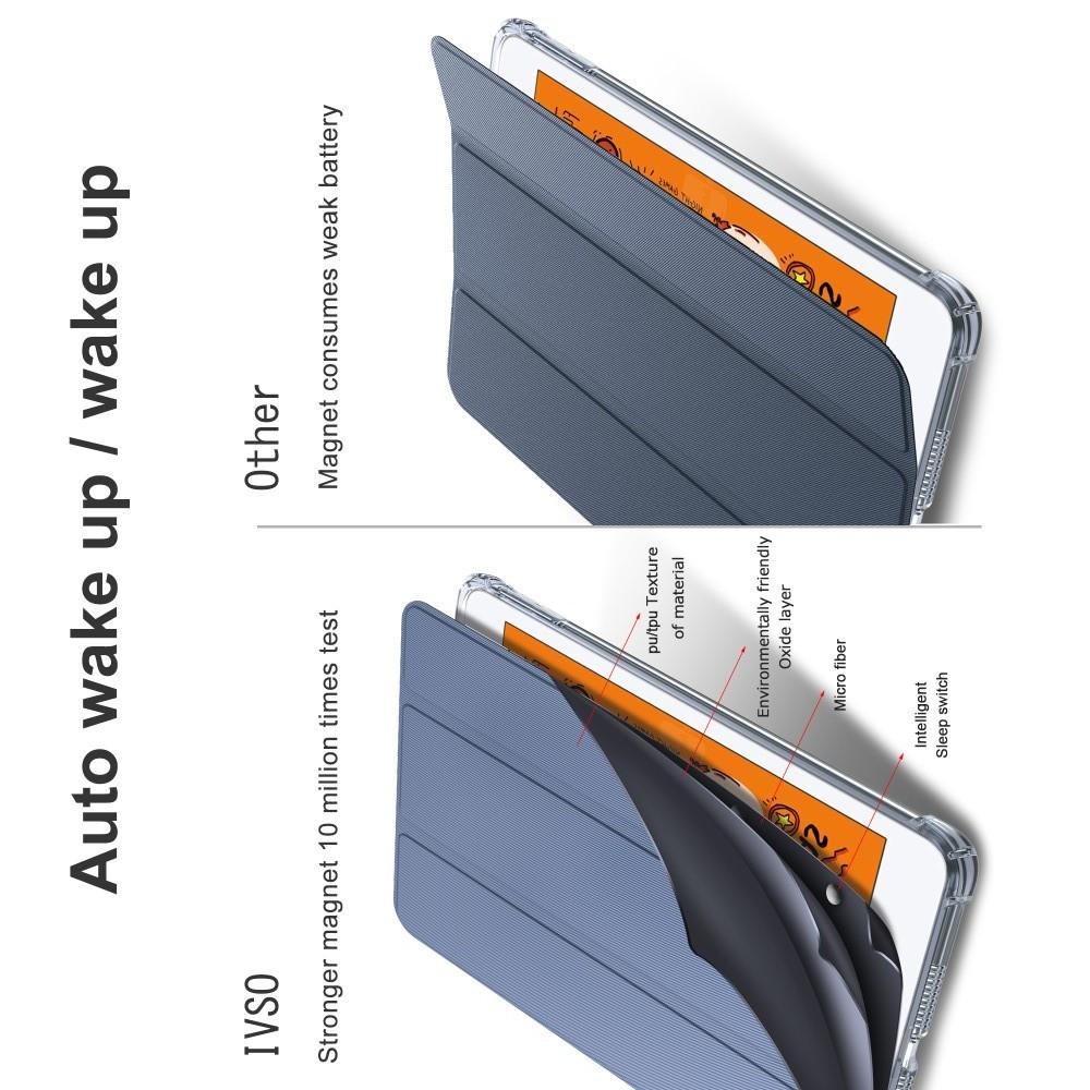 Двухсторонний Чехол Книжка для планшета Apple iPad mini 2019 Искусственно Кожаный с Подставкой Синий цвет