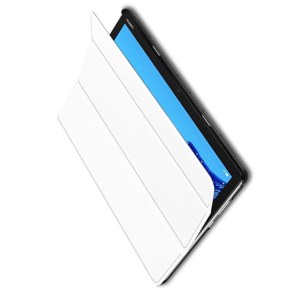 Двухсторонний Чехол Книжка для планшета Huawei Mediapad M5 Lite 10 Искусственно Кожаный с Подставкой Белый