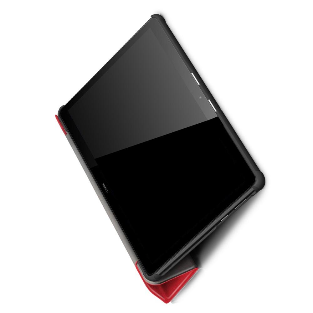 Двухсторонний Чехол Книжка для планшета Huawei Mediapad T5 10 Искусственно Кожаный с Подставкой Красный