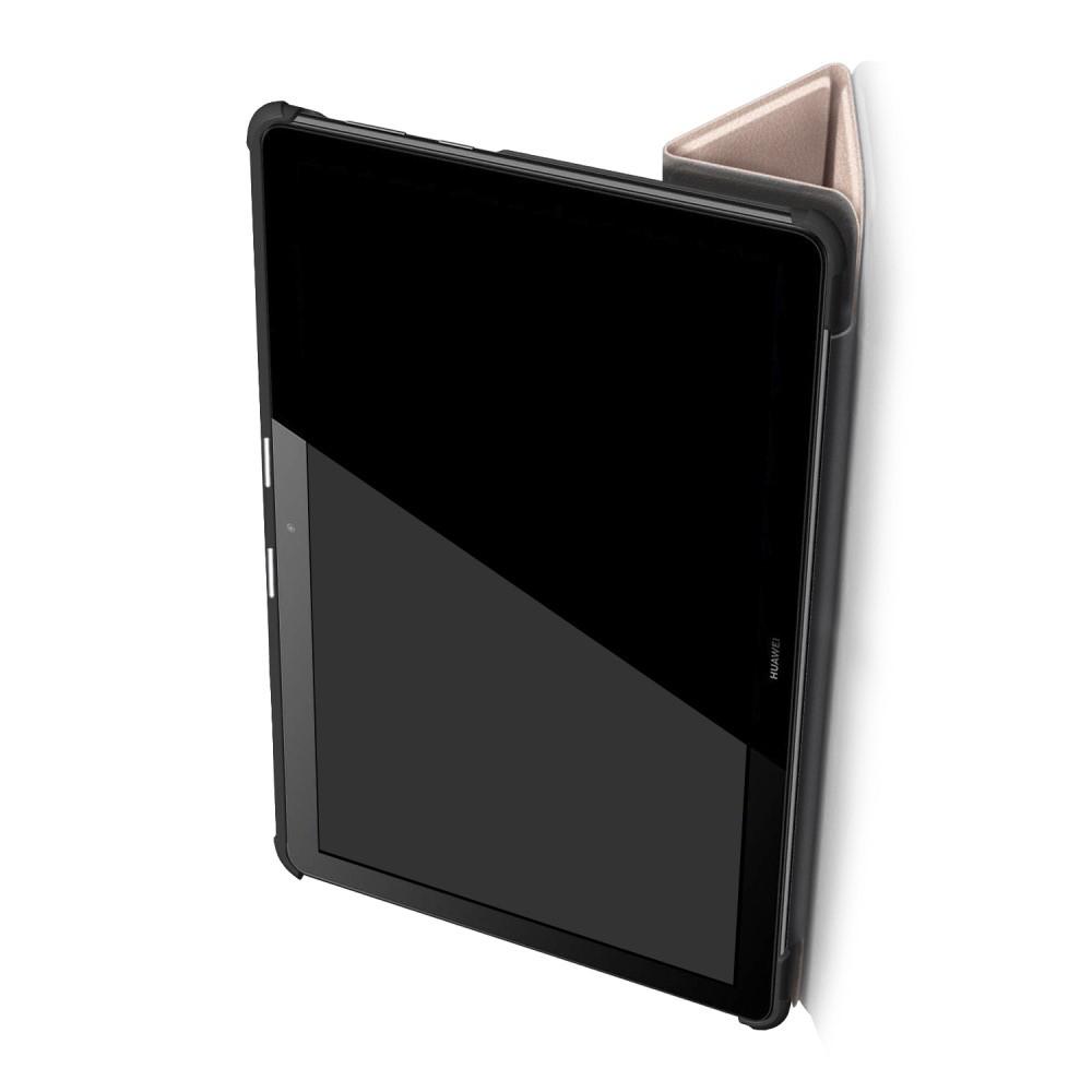 Двухсторонний Чехол Книжка для планшета Huawei Mediapad T5 10 Искусственно Кожаный с Подставкой Золотой