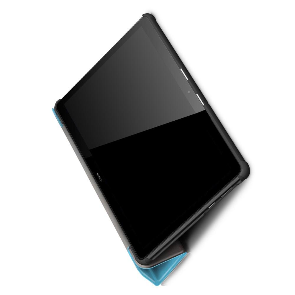 Двухсторонний Чехол Книжка для планшета Huawei Mediapad T5 10 Искусственно Кожаный с Подставкой Голубой