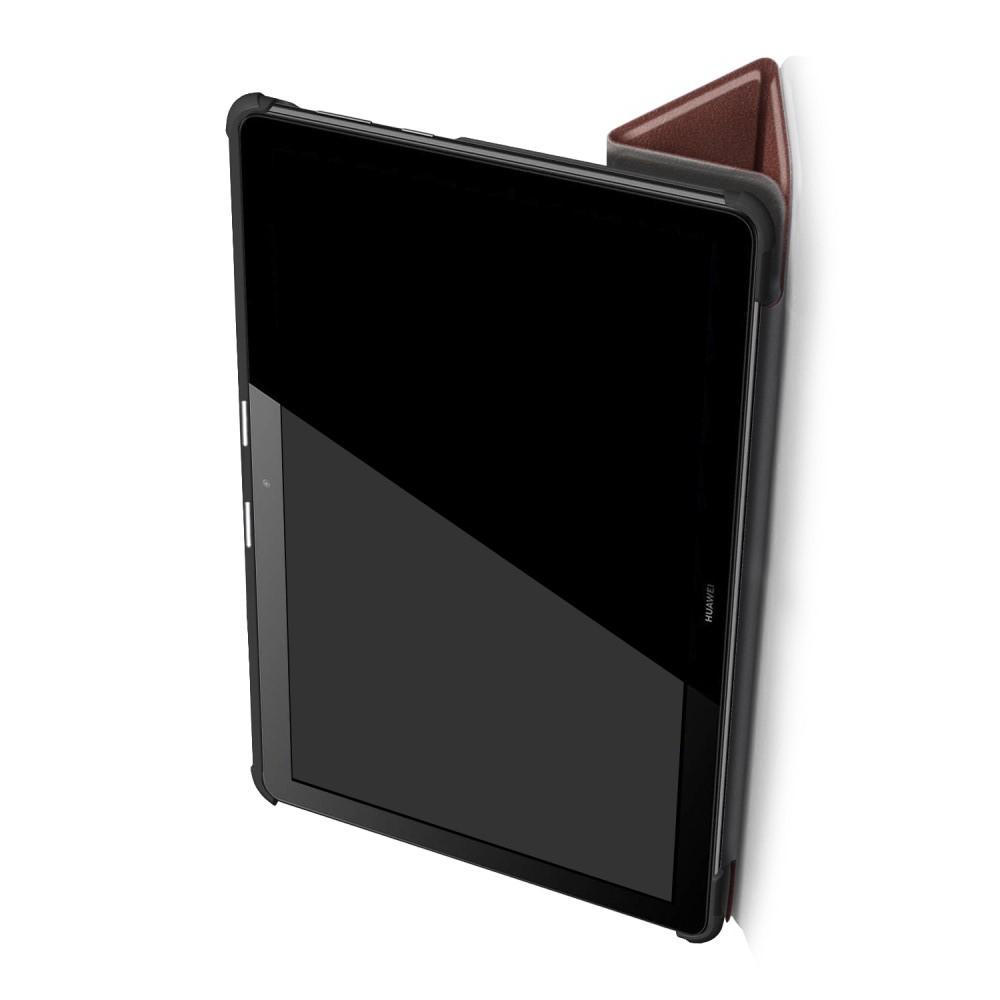 Двухсторонний Чехол Книжка для планшета Huawei Mediapad T5 10 Искусственно Кожаный с Подставкой Коричневый