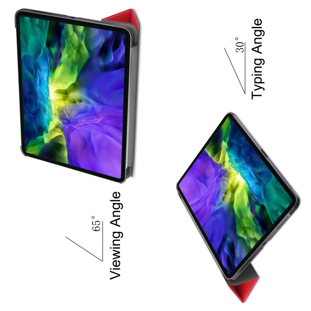 Двухсторонний Чехол Книжка для планшета iPad Pro 11 2020 Искусственно Кожаный с Подставкой Красный