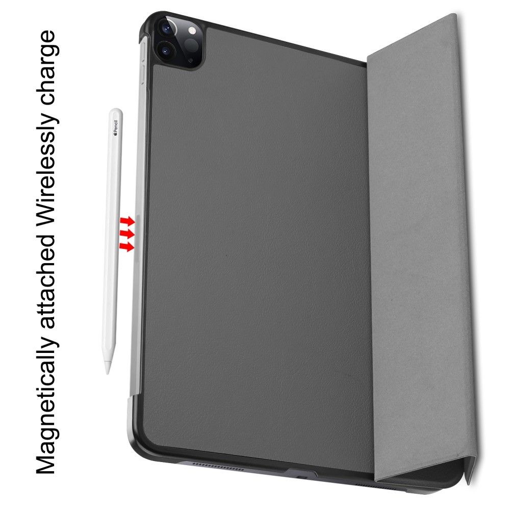 Двухсторонний Чехол Книжка для планшета iPad Pro 11 2020 Искусственно Кожаный с Подставкой Серый