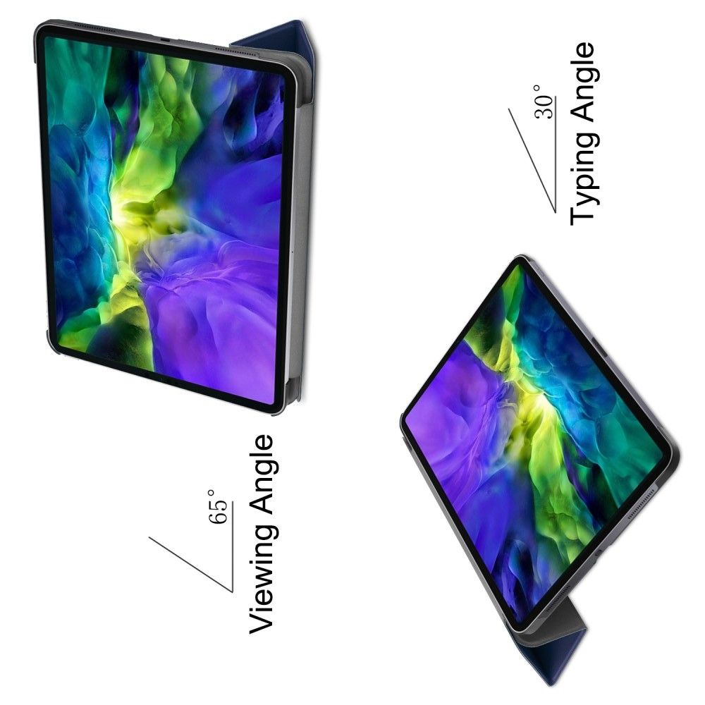 Двухсторонний Чехол Книжка для планшета iPad Pro 11 2020 Искусственно Кожаный с Подставкой Синий