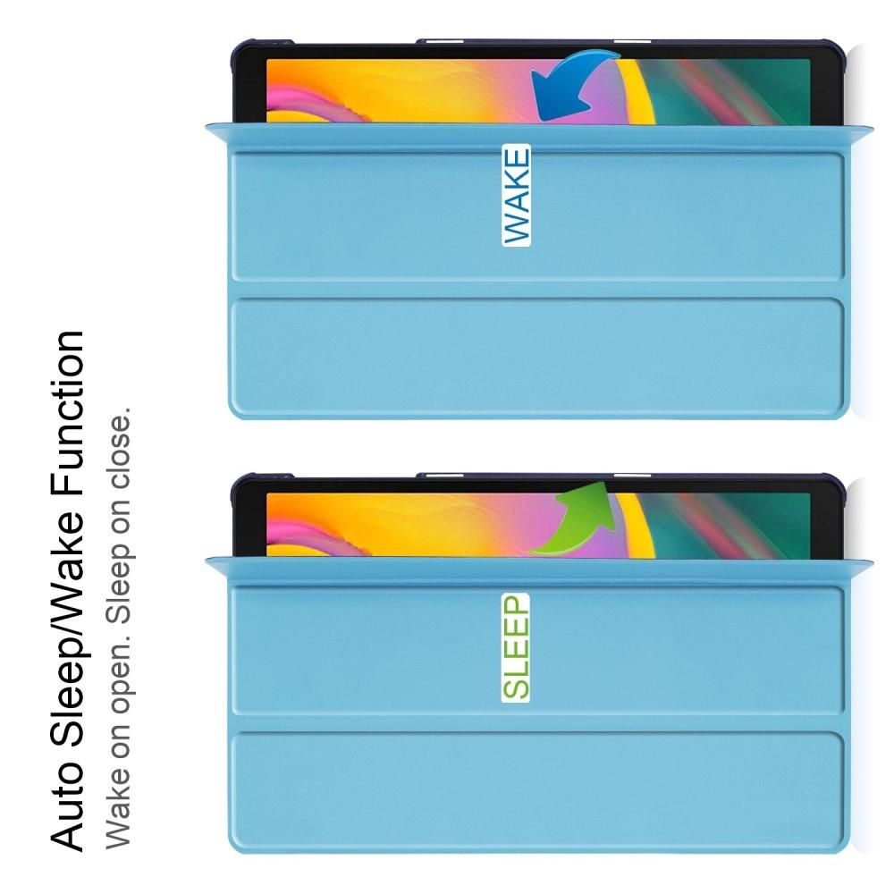 Двухсторонний Чехол Книжка для планшета Samsung Galaxy TAB A 10.1 2019 SM-T515 SM-T510 Искусственно Кожаный с Подставкой Голубой