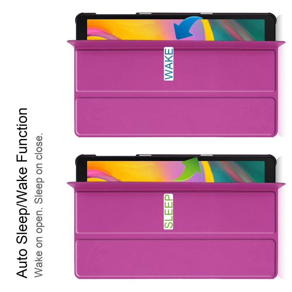 Двухсторонний Чехол Книжка для планшета Samsung Galaxy TAB A 10.1 2019 SM-T515 SM-T510 Искусственно Кожаный с Подставкой Фиолетовый