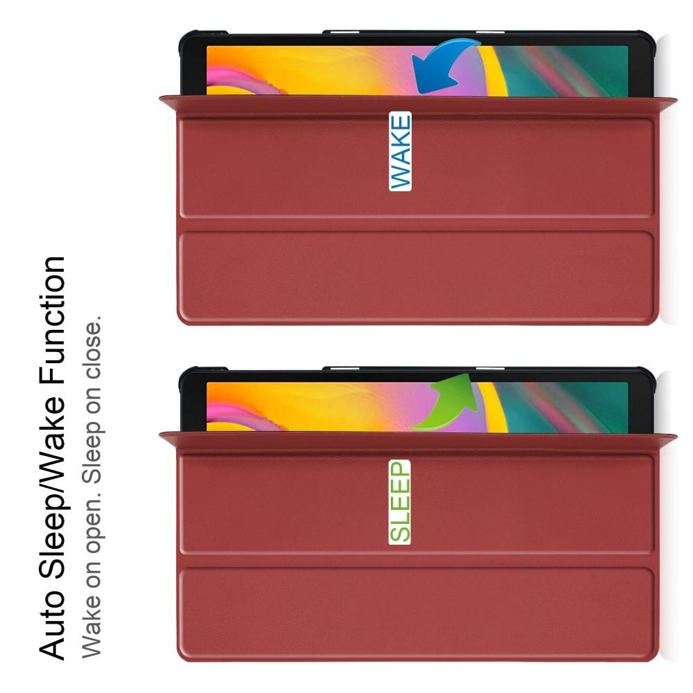 Двухсторонний Чехол Книжка для планшета Samsung Galaxy TAB A 10.1 2019 SM-T515 SM-T510 Искусственно Кожаный с Подставкой Коричневый