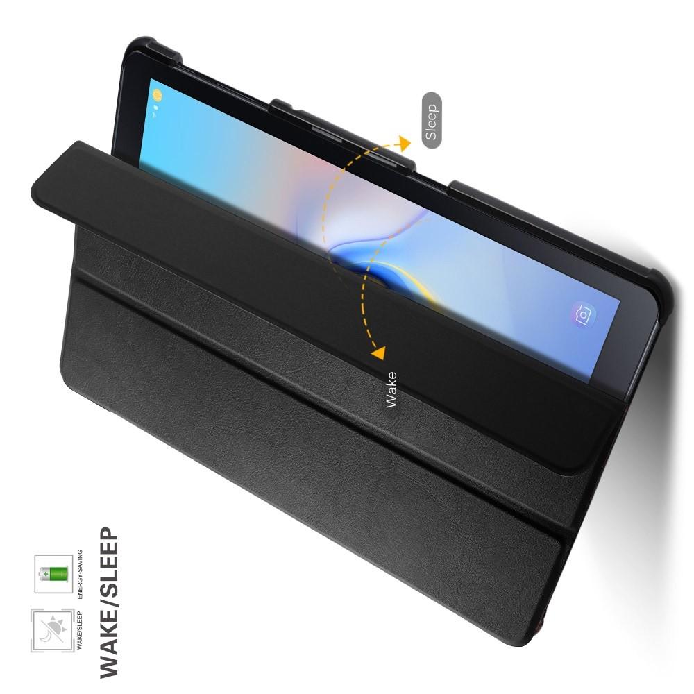 Двухсторонний Чехол Книжка для планшета Samsung Galaxy Tab A 10.5 SM-T595 SM-T590 Искусственно Кожаный с Подставкой Черный