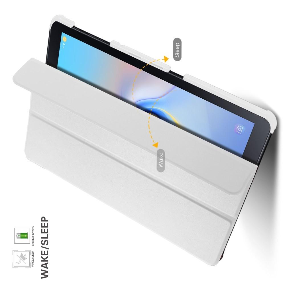 Двухсторонний Чехол Книжка для планшета Samsung Galaxy Tab A 10.5 SM-T595 SM-T590 Искусственно Кожаный с Подставкой Белый