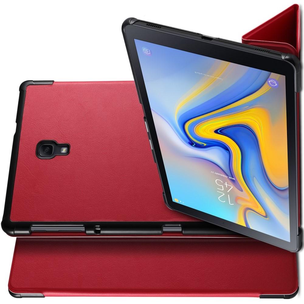 Двухсторонний Чехол Книжка для планшета Samsung Galaxy Tab A 10.5 SM-T595 SM-T590 Искусственно Кожаный с Подставкой Красный