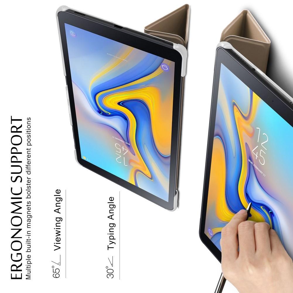 Двухсторонний Чехол Книжка для планшета Samsung Galaxy Tab A 10.5 SM-T595 SM-T590 Искусственно Кожаный с Подставкой Золотой