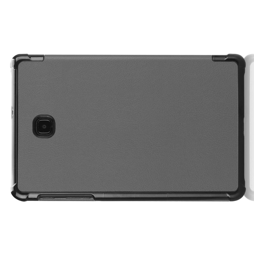 Двухсторонний Чехол Книжка для планшета Samsung Galaxy Tab A 8.0 2018 SM-T387 Искусственно Кожаный с Подставкой Серый