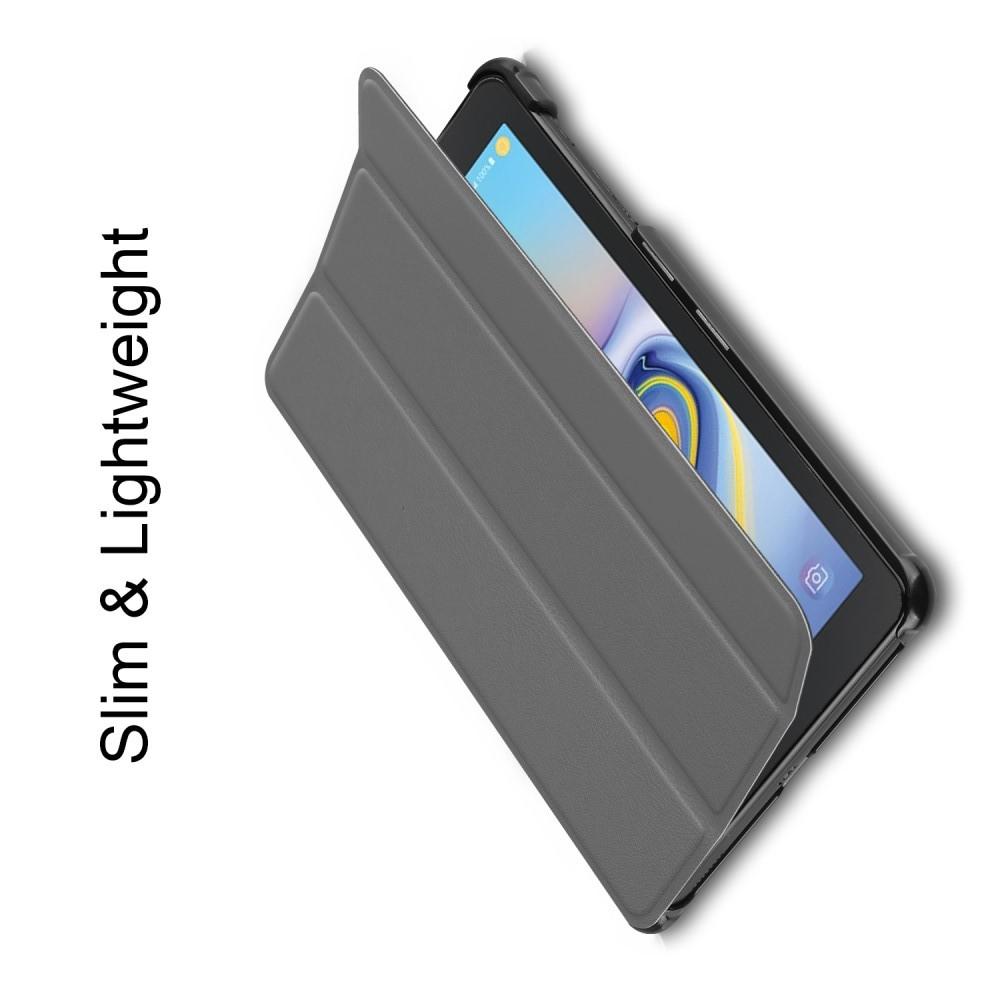 Двухсторонний Чехол Книжка для планшета Samsung Galaxy Tab A 8.0 2018 SM-T387 Искусственно Кожаный с Подставкой Серый