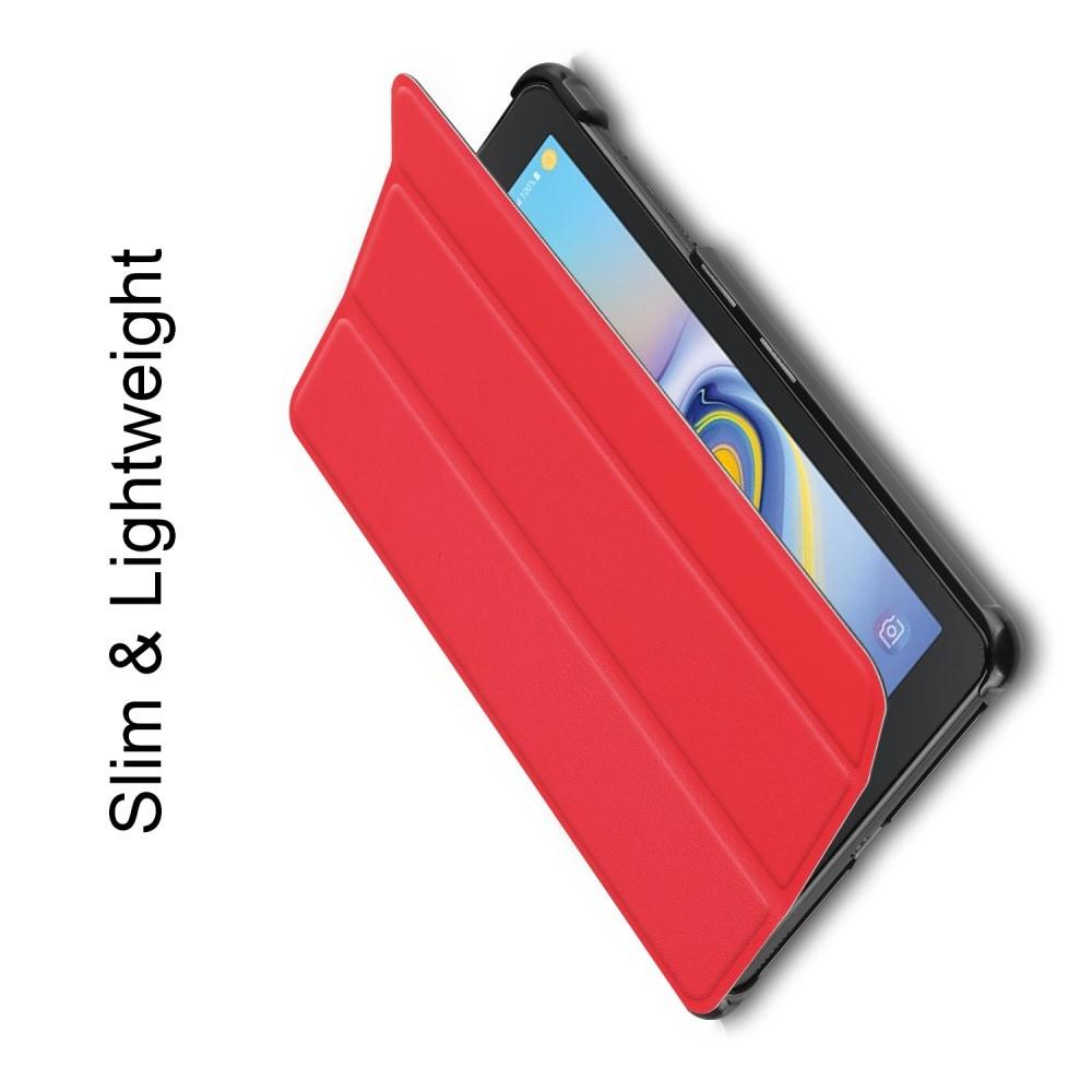 Двухсторонний Чехол Книжка для планшета Samsung Galaxy Tab A 8.0 2018 SM-T387 Искусственно Кожаный с Подставкой Красный