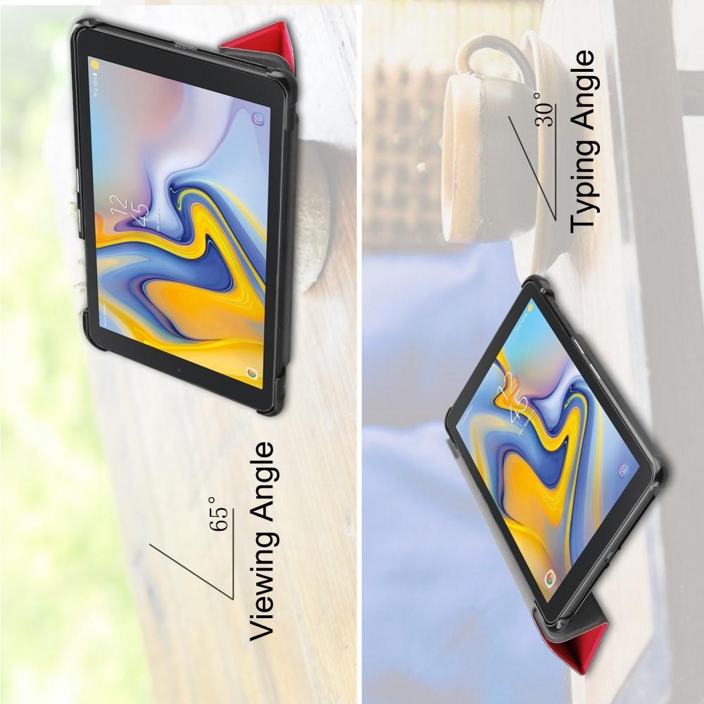 Двухсторонний Чехол Книжка для планшета Samsung Galaxy Tab A 8.0 2018 SM-T387 Искусственно Кожаный с Подставкой Красный