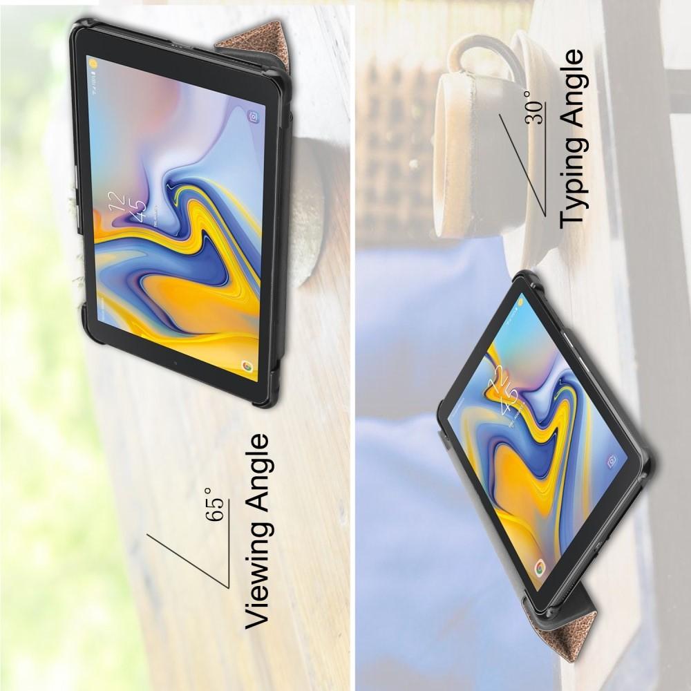 Двухсторонний Чехол Книжка для планшета Samsung Galaxy Tab A 8.0 2018 SM-T387 Искусственно Кожаный с Подставкой Золотой