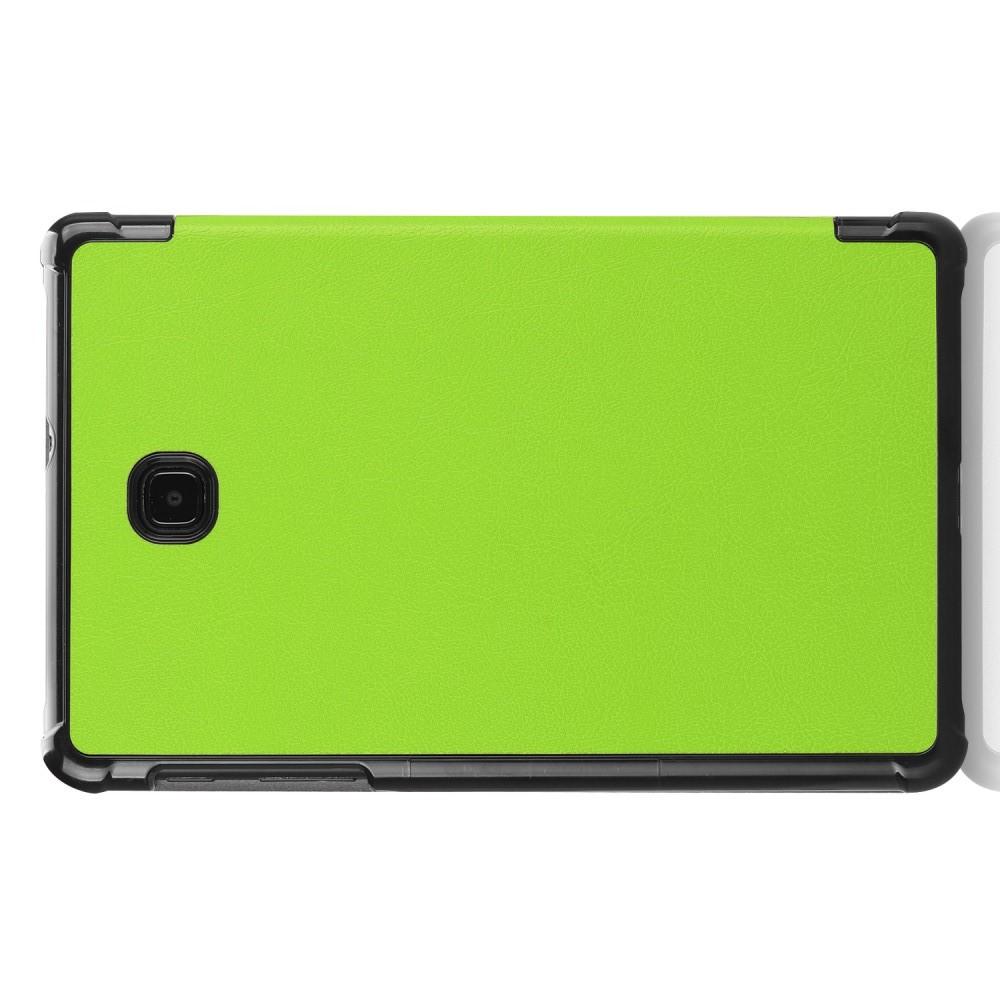 Двухсторонний Чехол Книжка для планшета Samsung Galaxy Tab A 8.0 2018 SM-T387 Искусственно Кожаный с Подставкой Зеленый