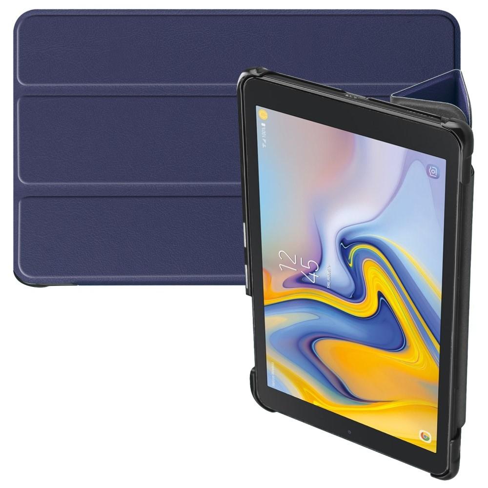 Двухсторонний Чехол Книжка для планшета Samsung Galaxy Tab A 8.0 2018 SM-T387 Искусственно Кожаный с Подставкой Синий