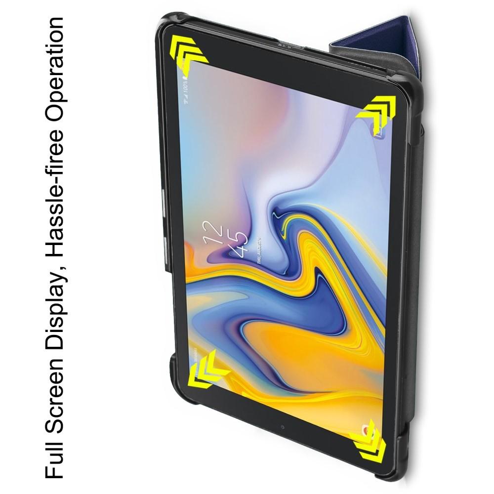 Двухсторонний Чехол Книжка для планшета Samsung Galaxy Tab A 8.0 2018 SM-T387 Искусственно Кожаный с Подставкой Синий
