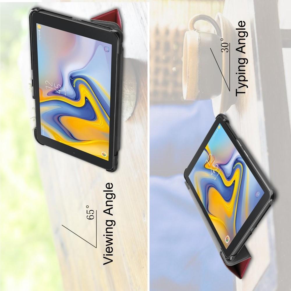 Двухсторонний Чехол Книжка для планшета Samsung Galaxy Tab A 8.0 2018 SM-T387 Искусственно Кожаный с Подставкой Коричневый