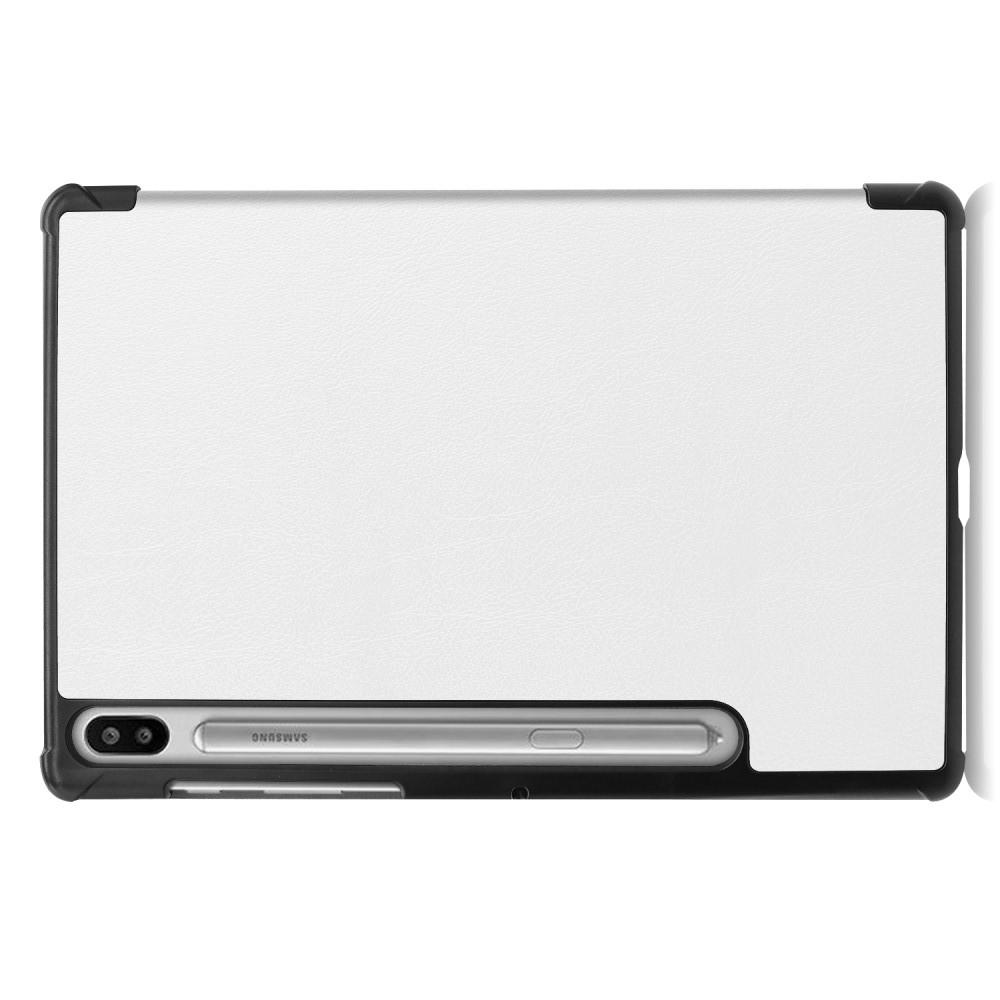 Двухсторонний Чехол Книжка для планшета Samsung Galaxy Tab S6 SM-T865 SM-T860 Искусственно Кожаный с Подставкой Белый