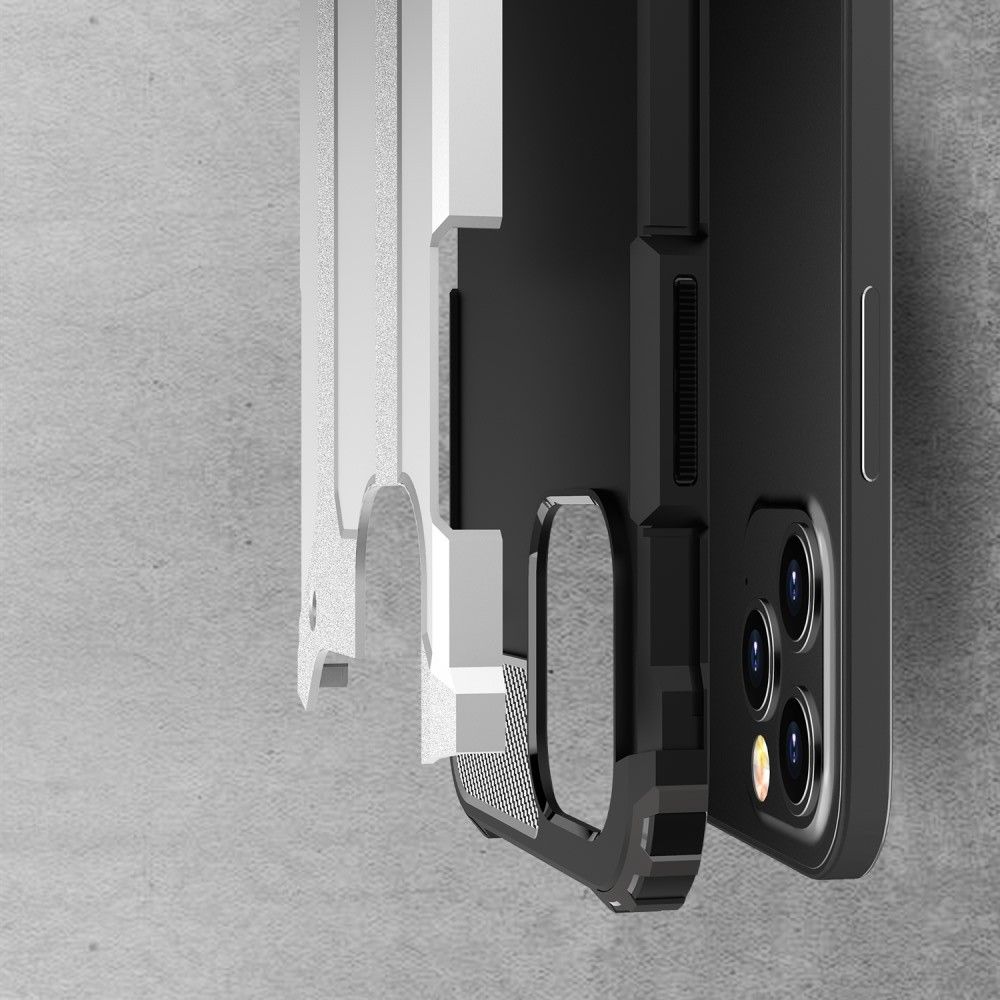 Extreme Усиленный Защитный Силиконовый Матовый Чехол для iPhone 12 / 12 Pro Черный