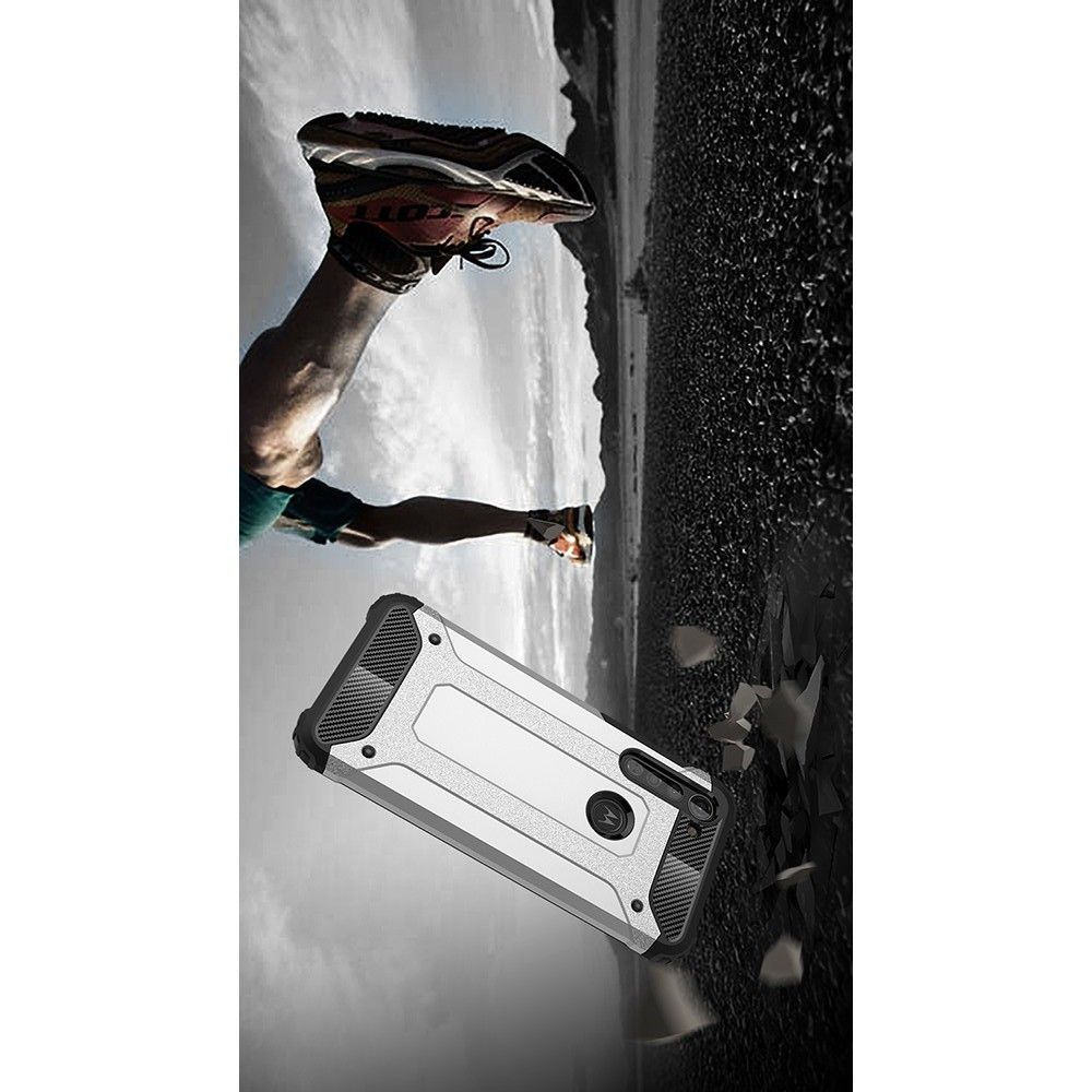 Extreme Усиленный Защитный Силиконовый Матовый Чехол для Motorola Moto G8 Серебряный