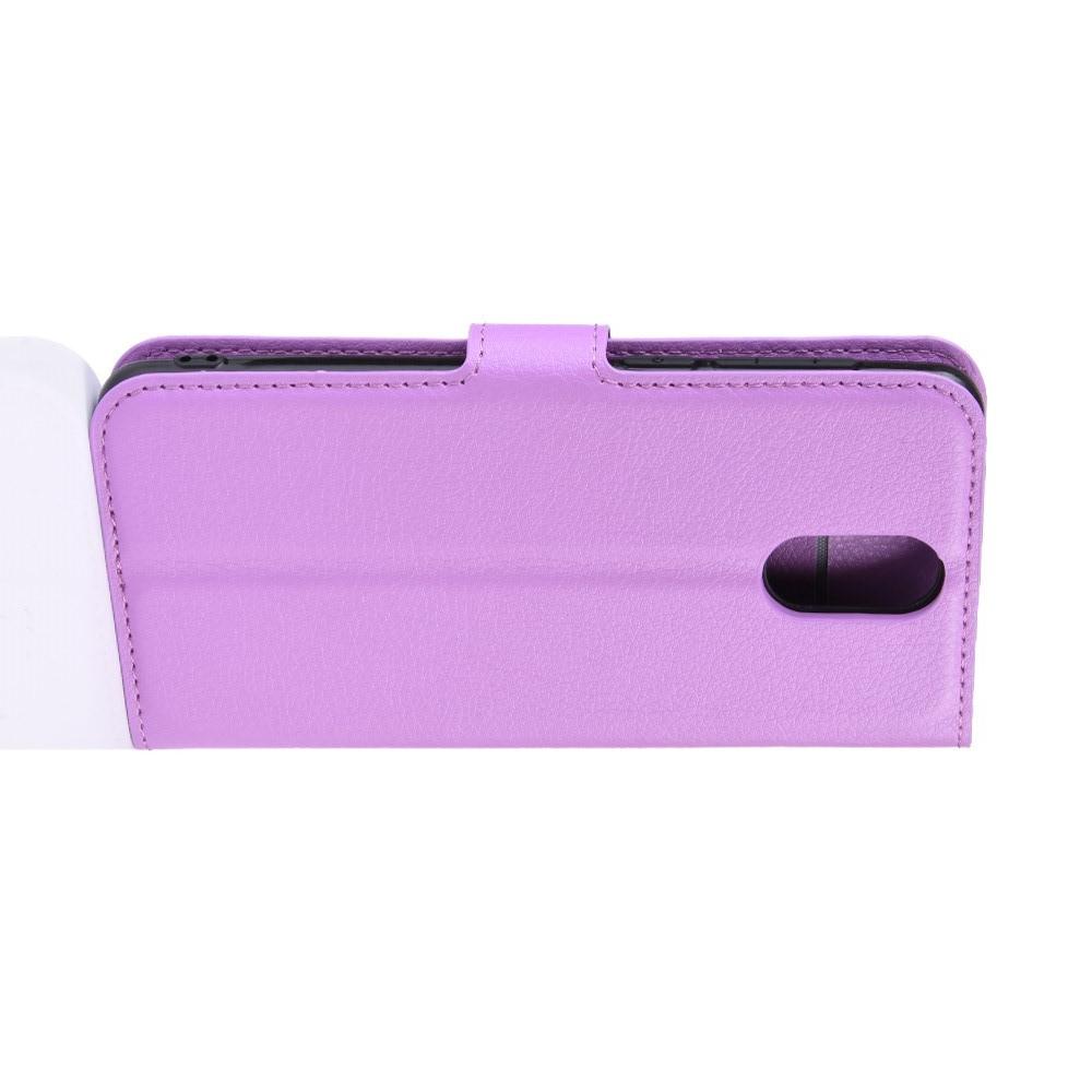 Флип чехол книжка с кошельком подставкой отделениями для карт и магнитной застежкой для Alcatel 3L 2019 5039D Фиолетовый