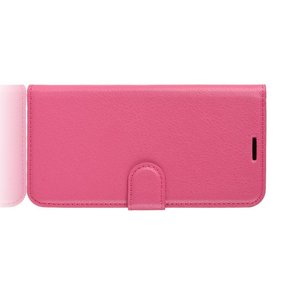 Флип чехол книжка с кошельком подставкой отделениями для карт и магнитной застежкой для Alcatel 3L 2019 5039D Розовый
