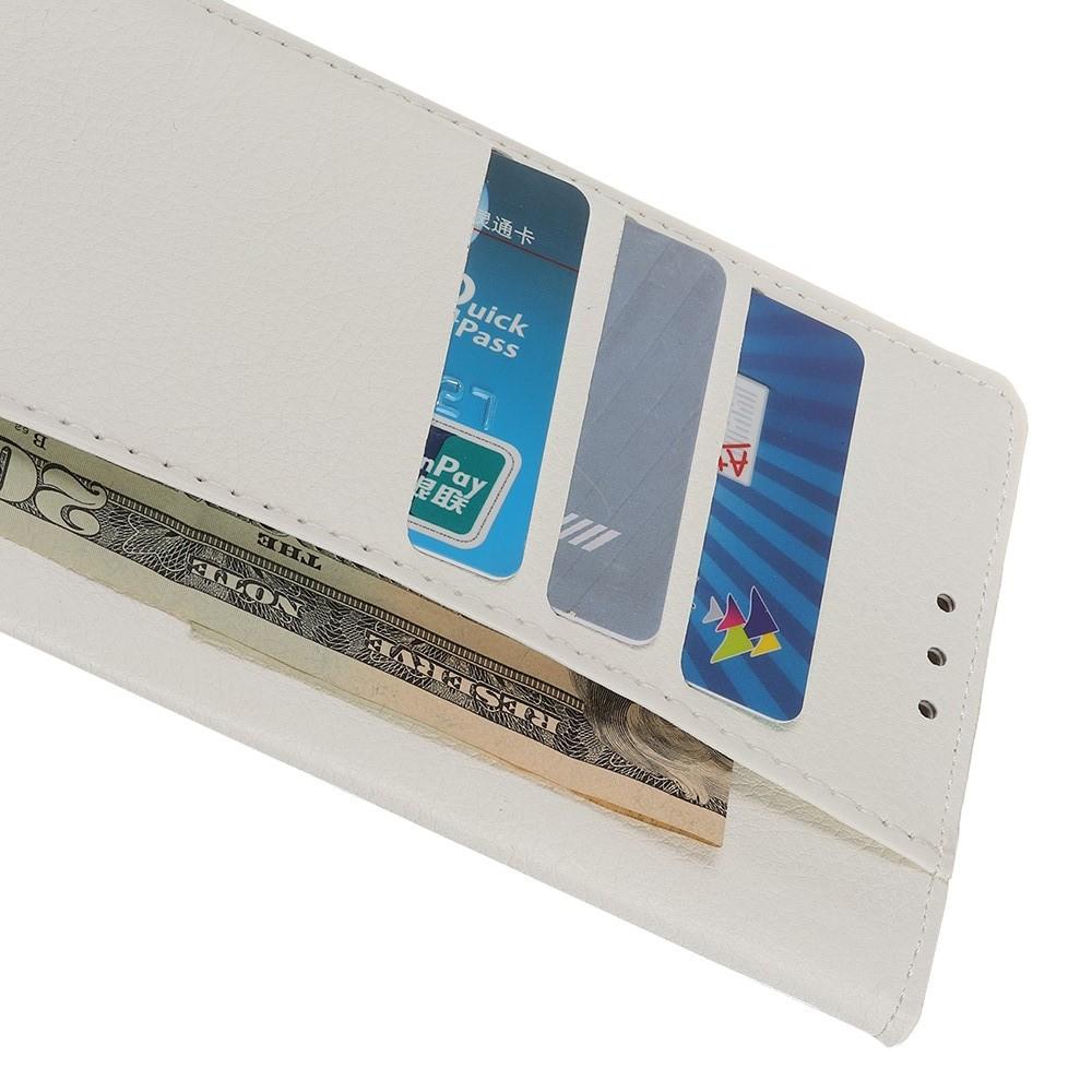 Флип чехол книжка с кошельком подставкой отделениями для карт и магнитной застежкой для Alcatel 1S 2019 5024D Белый