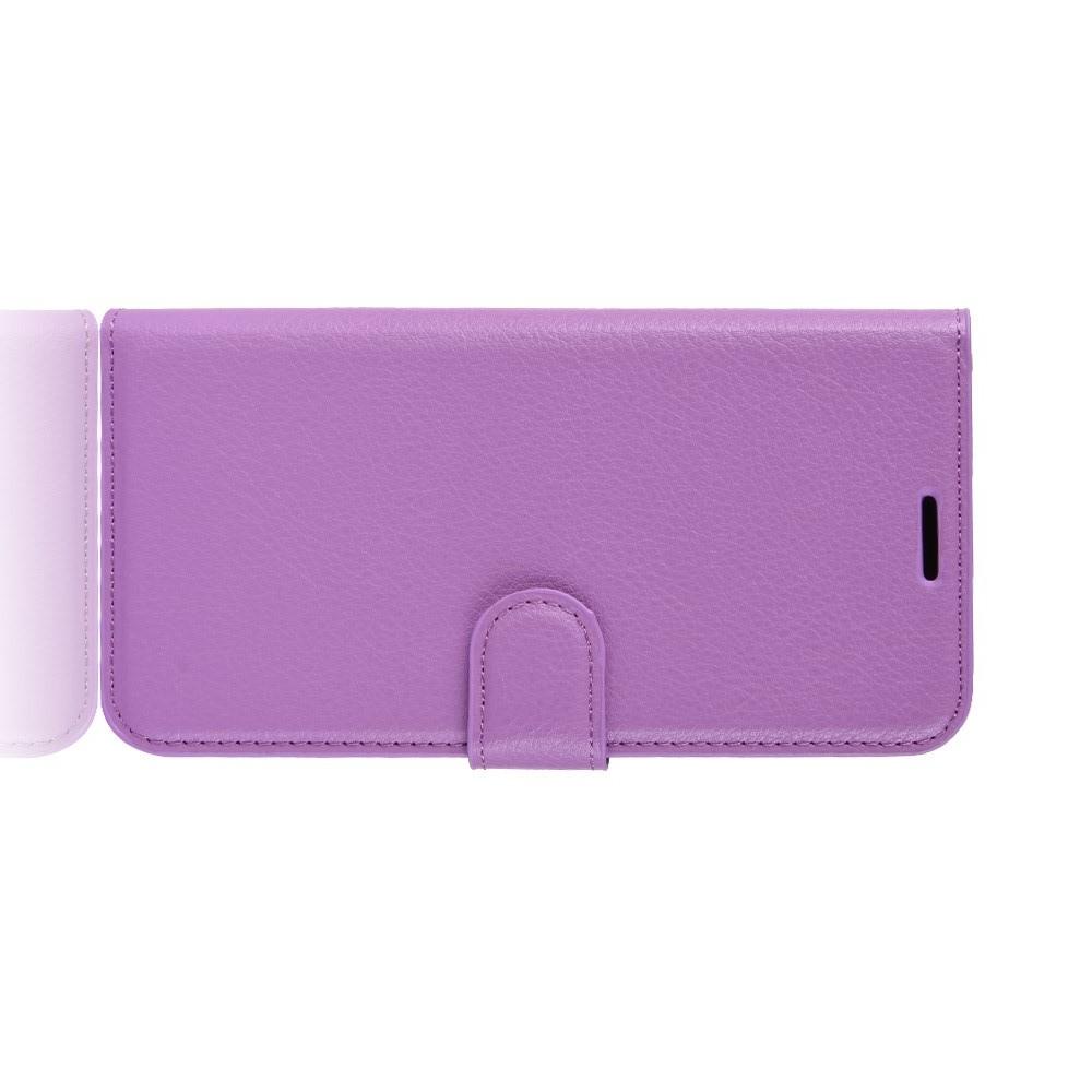 Флип чехол книжка с кошельком подставкой отделениями для карт и магнитной застежкой для Alcatel 1X 2019 5008Y Фиолетовый