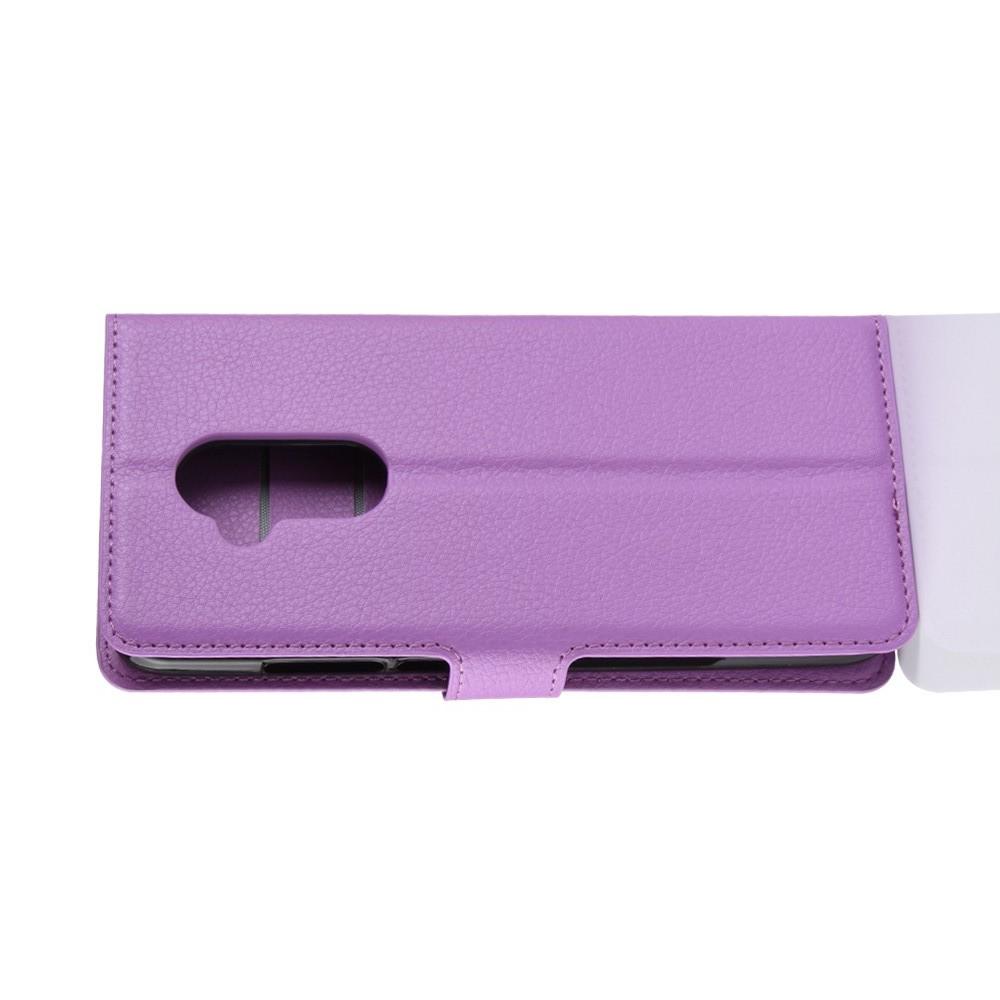 Флип чехол книжка с кошельком подставкой отделениями для карт и магнитной застежкой для Alcatel 7 Фиолетовый