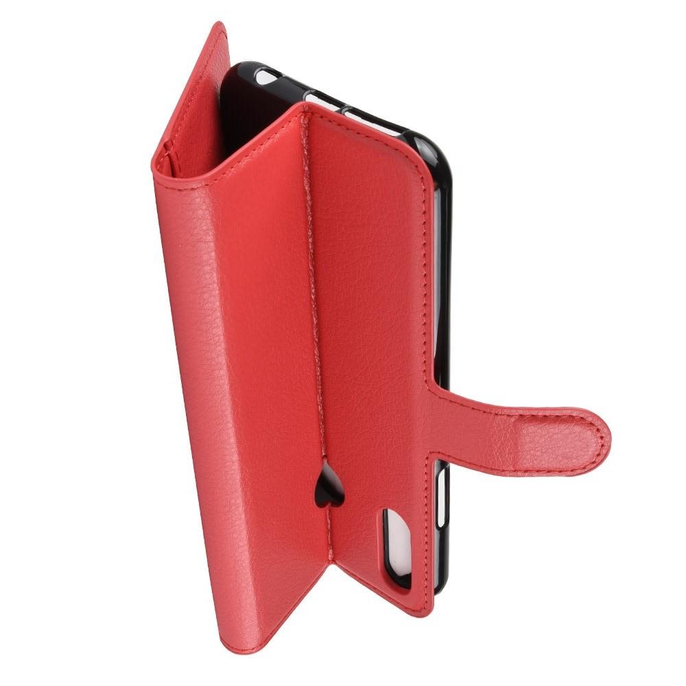Флип чехол книжка с кошельком подставкой отделениями для карт и магнитной застежкой для Asus Zenfone Max M2 ZB633KL Красный