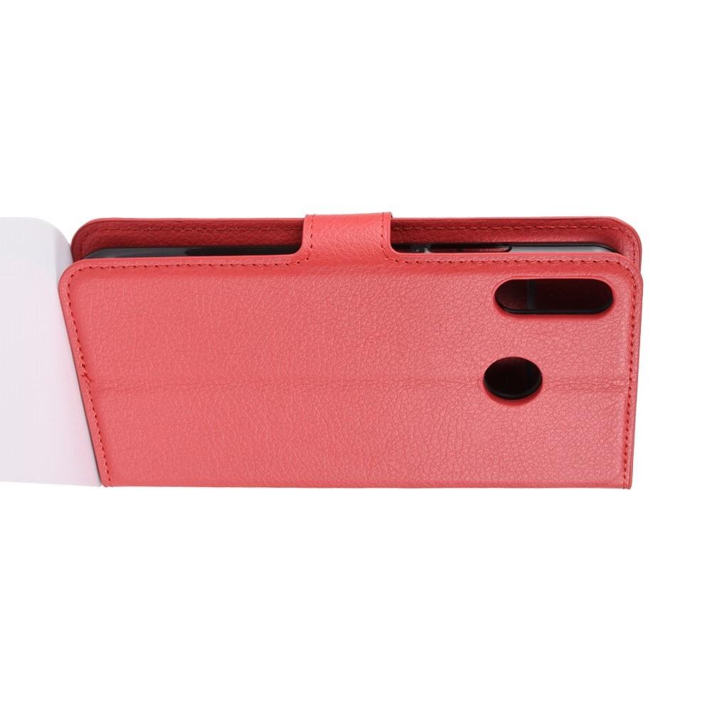 Флип чехол книжка с кошельком подставкой отделениями для карт и магнитной застежкой для Asus Zenfone Max M2 ZB633KL Красный