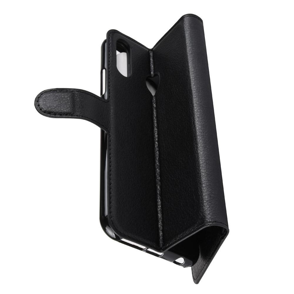 Флип чехол книжка с кошельком подставкой отделениями для карт и магнитной застежкой для Asus Zenfone Max Pro M2 ZB631KL Черный