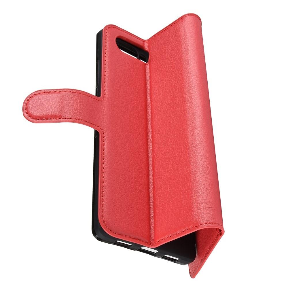 Флип чехол книжка с кошельком подставкой отделениями для карт и магнитной застежкой для BlackBerry KEY2 Красный